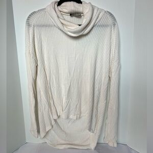 Anthropologie Cream High Low Turtleneck Sweater